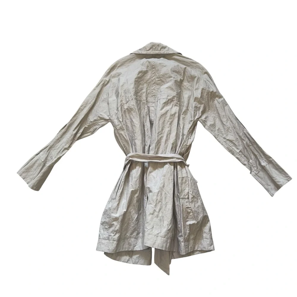 J Jill Rain Trench Crinkle Coat Sz M